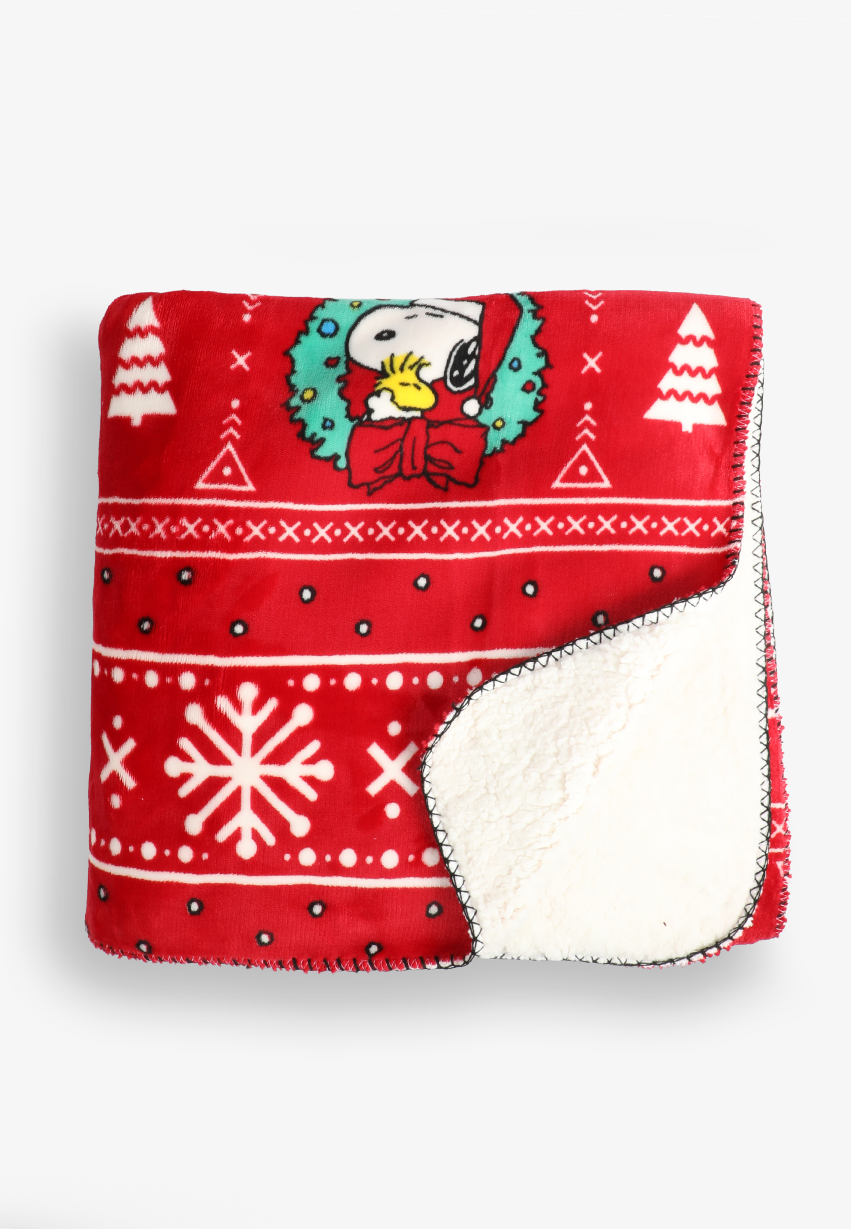 Holiday Snoppy Fleece Sherpa Throw Blanket