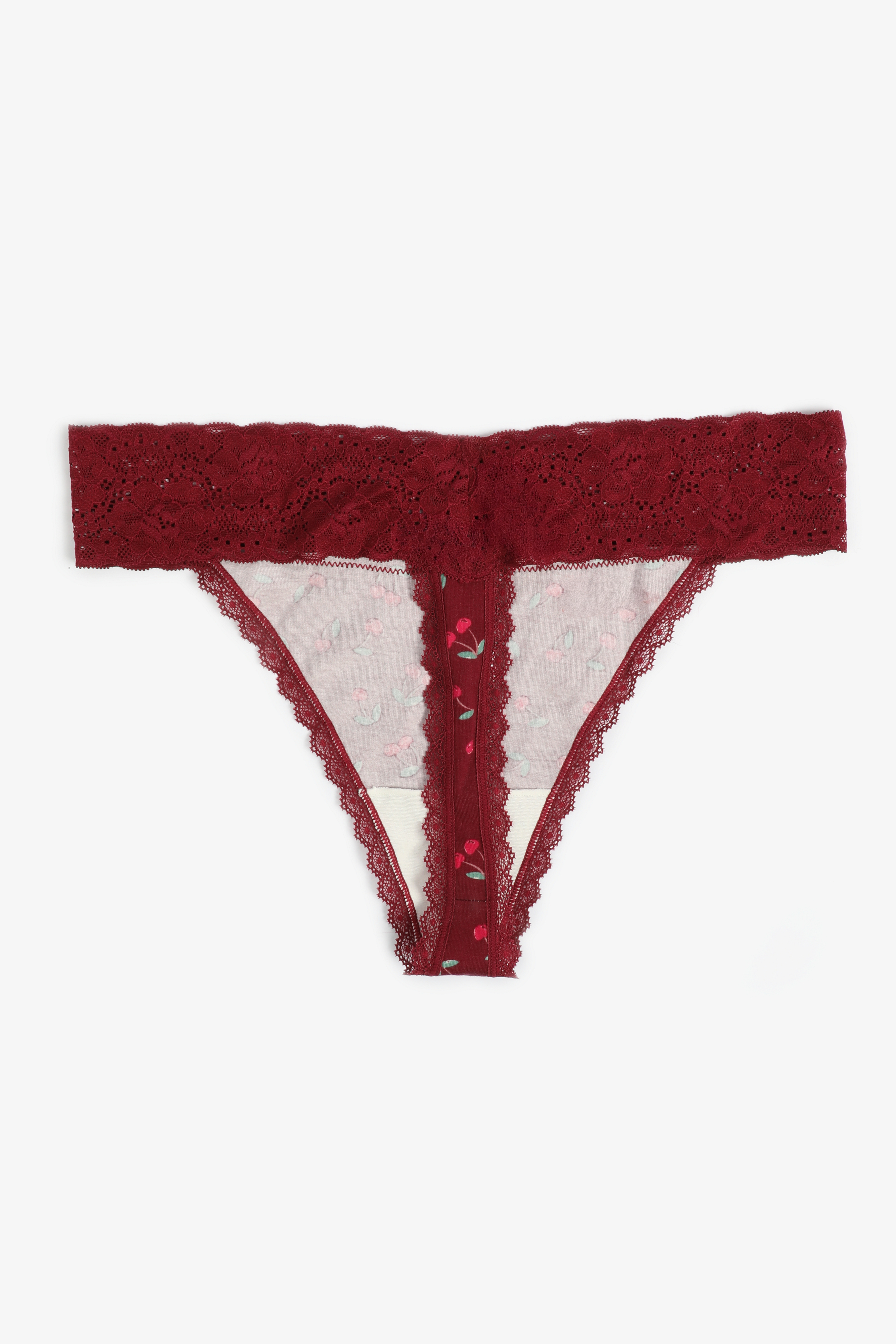 Simply Comfy Cotton Cherry Print Thong Panty, C1524, large