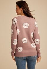 Floral Knit Sweater, C9248, small
