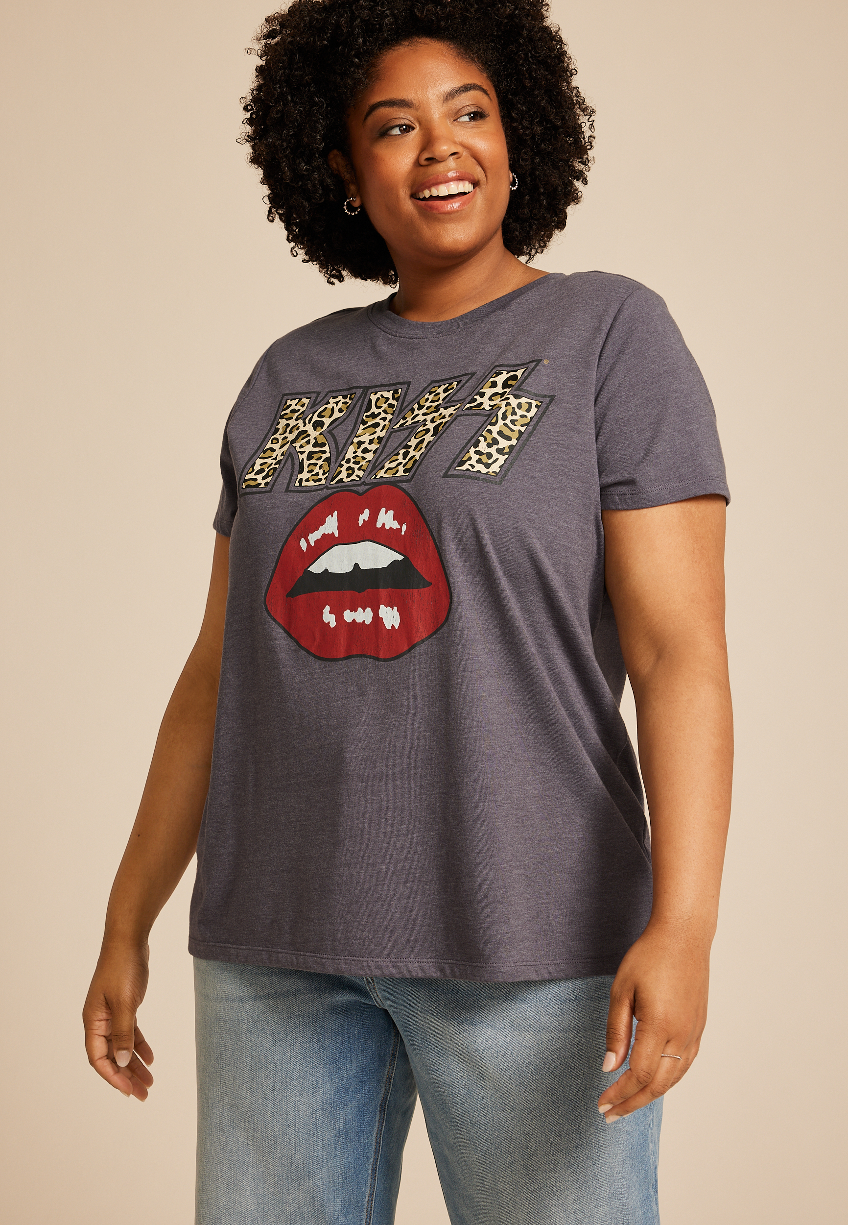 Plus Size Kiss Classic Fit Graphic Tee