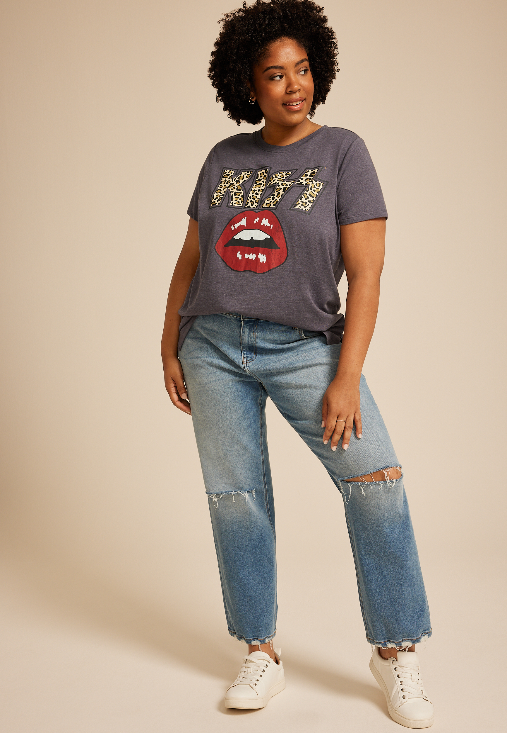 Plus Size Kiss Classic Fit Graphic Tee, C3307, large