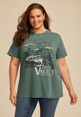 Plus Size Daisy Valley Oversized Fit Graphic Tee, OPERA TEAL, small