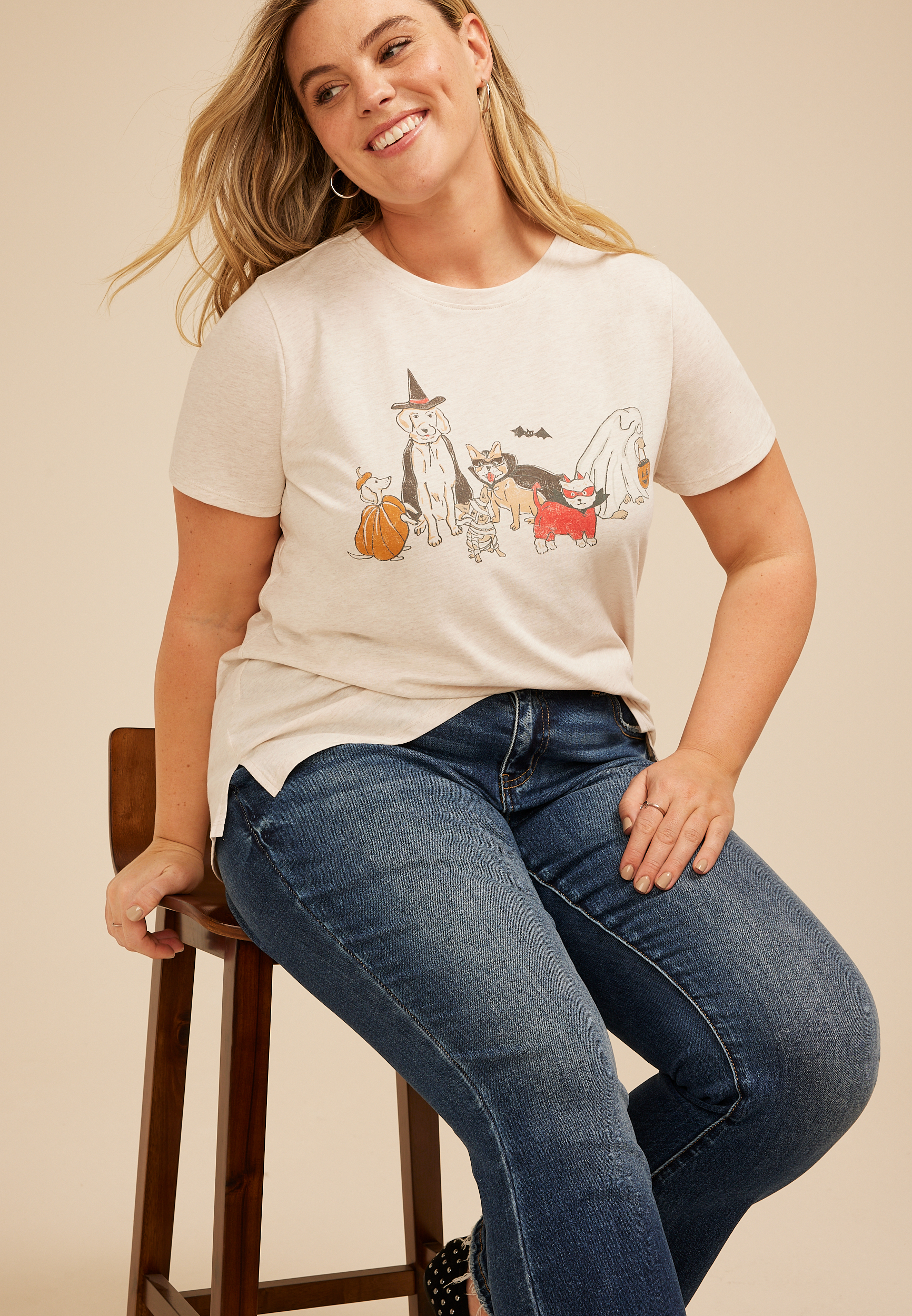 Plus Size Halloween Costume Dogs Classic Fit Graphic Tee