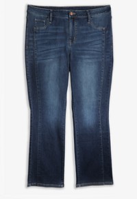 Plus Size Flying Monkey™ Dark High Rise Destructed Hem Slim Boot Jean