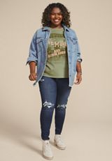 Plus Size Sundown Sessions Classic Fit Graphic Tee, OLIVE FOG, small