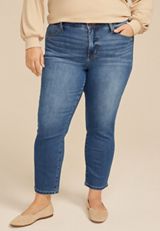 Plus Size Everflex&trade; High Rise Back Seamed Slim Straight Jean, C3337, small