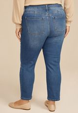 Plus Size Everflex&trade; High Rise Back Seamed Slim Straight Jean, C3337, small