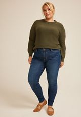 Plus Size Everflex™ Dark High Rise Super Skinny Jean, C258, small