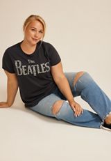 Plus Size The Beatles Floral Classic Fit Graphic Tee, PHANTOM BLACK, small