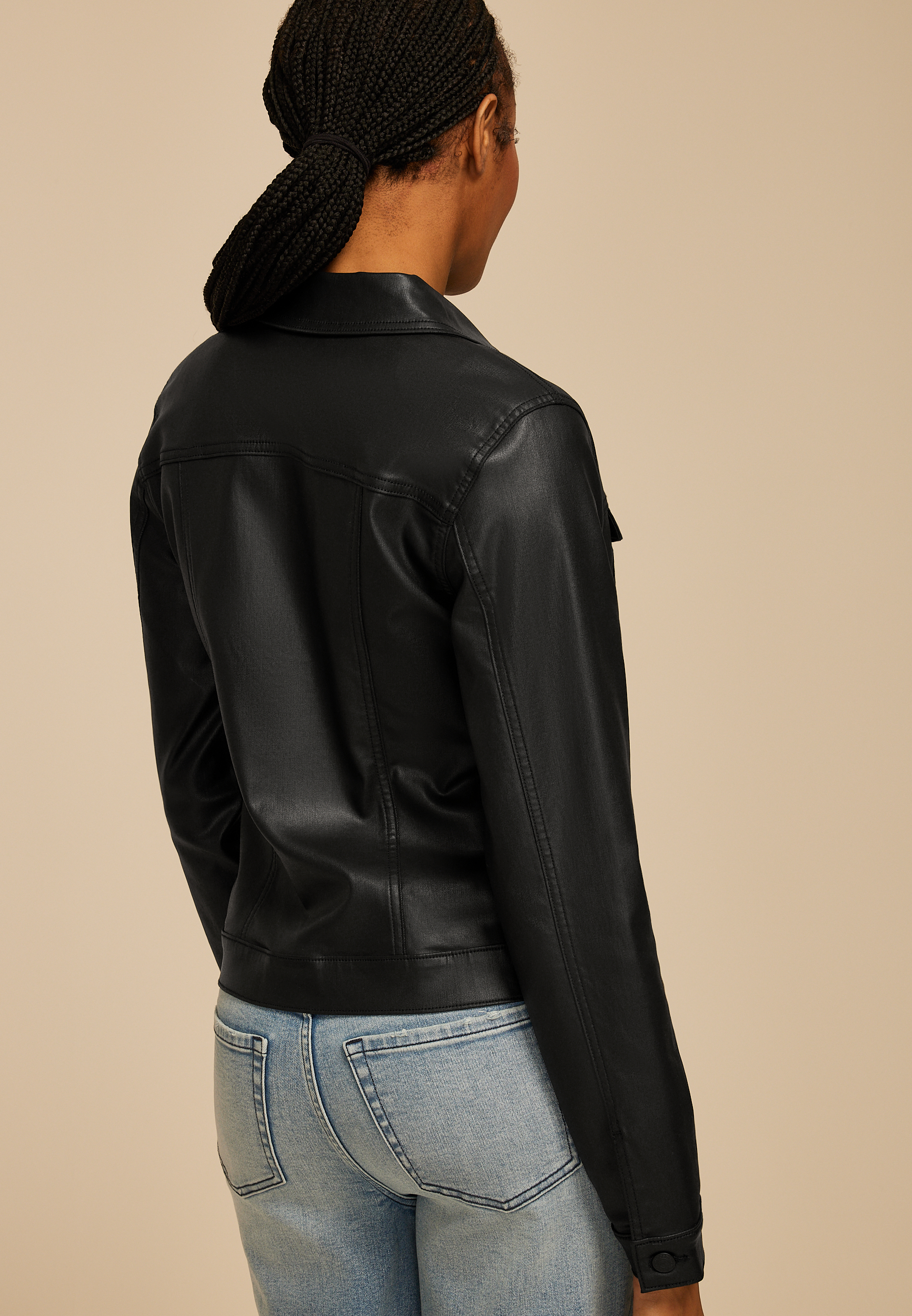 Black Coated Jacket, BLACK, large