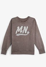 Plus Size State Satin Letter Crew Neck Sweatshirt, MINNESOTA, small