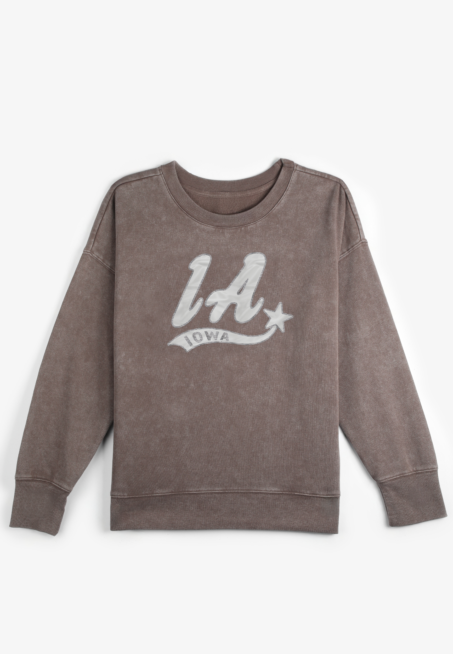 Plus Size State Satin Letter Crew Neck Sweatshirt