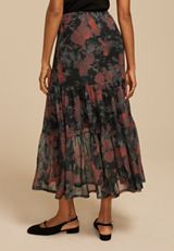 Printed Mesh High Rise Maxi Skirt, C1756, small