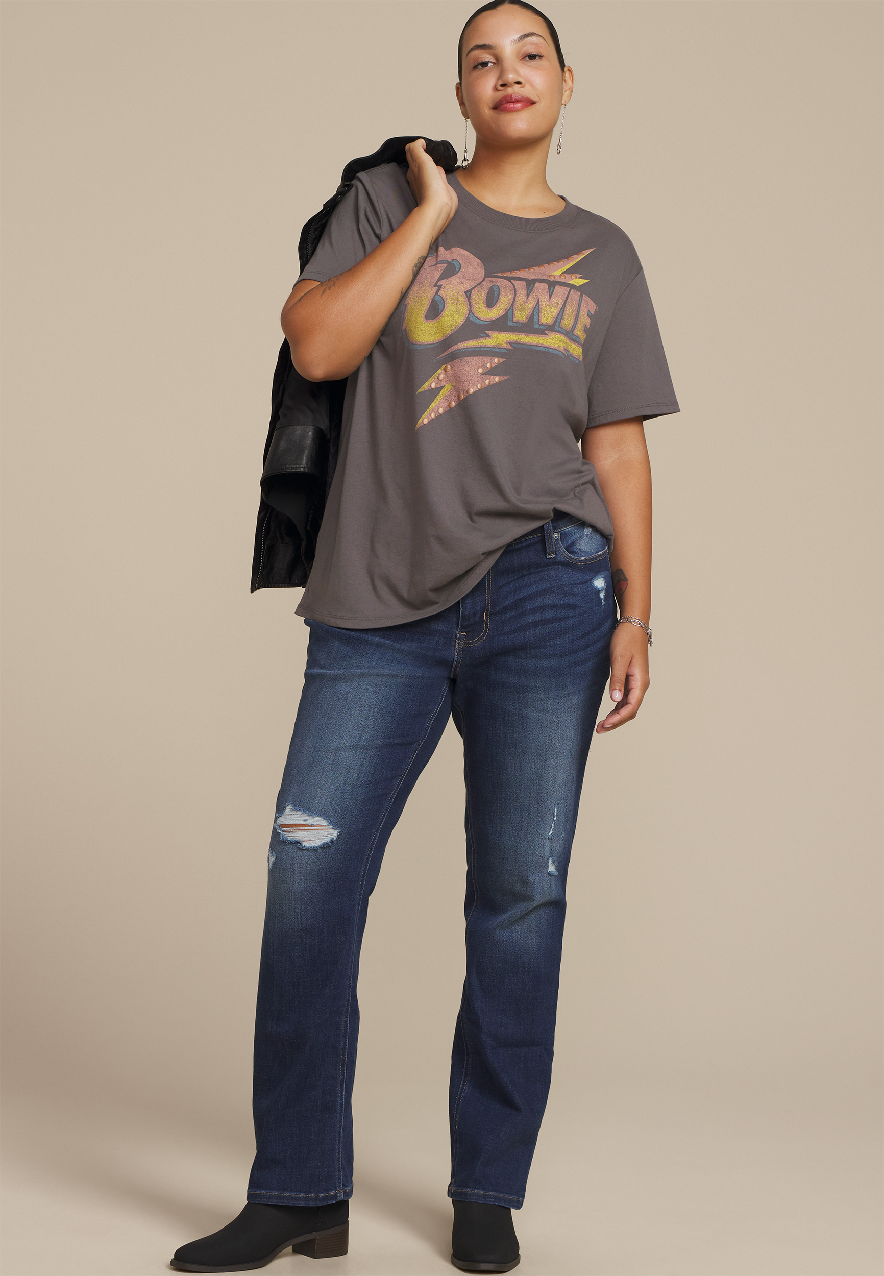 Plus Size Bowie Oversized Fit Graphic Tee, C9501, large