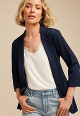 Textured Versa Open Front Blazer, BLUE JASMINE, small