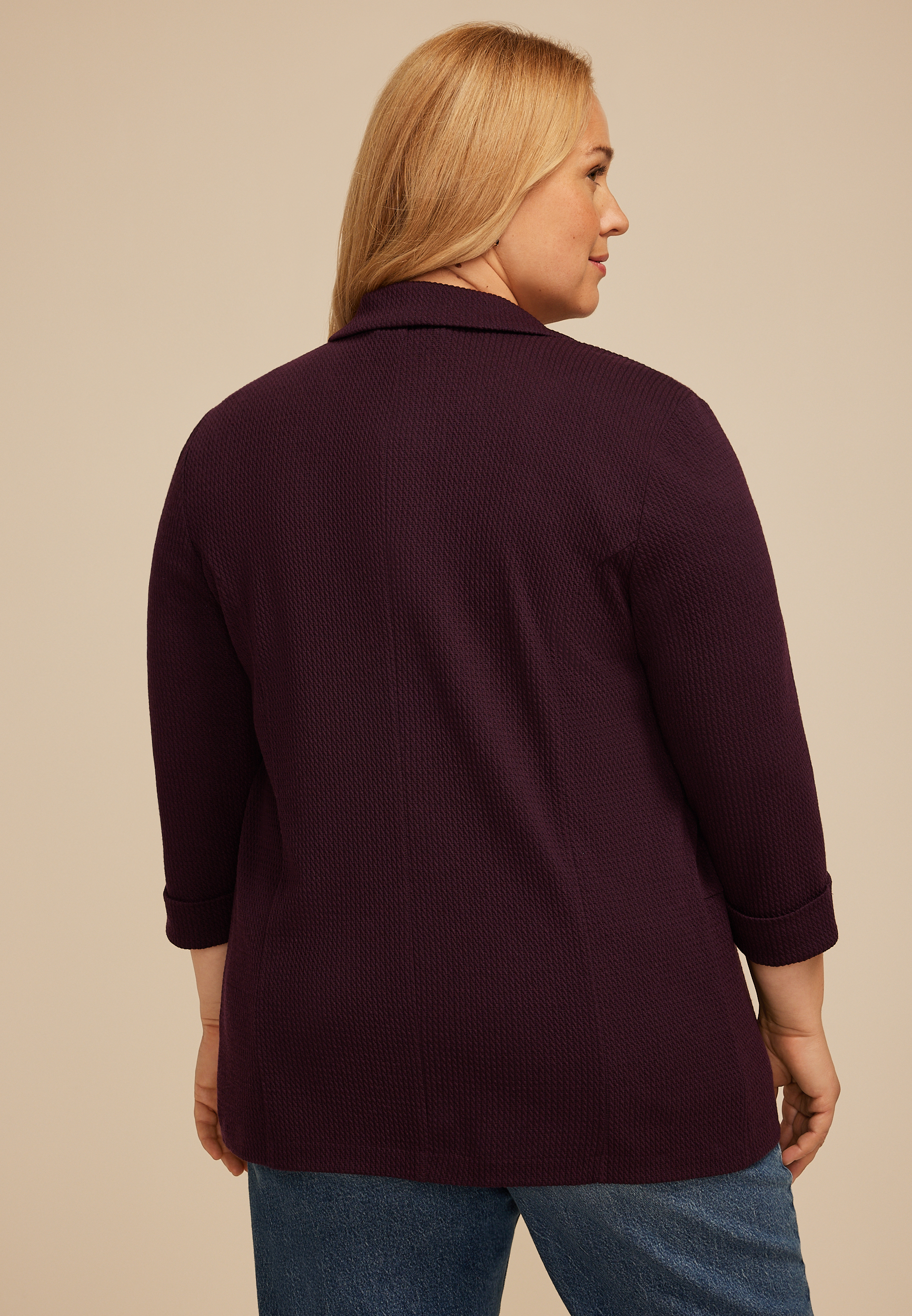 Plus Size Textured Versa Open Front Blazer, C9149, large
