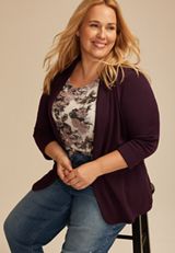 Plus Size Textured Versa Open Front Blazer, C9149, small