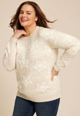 Plus Size Star Sweater, C5249, small