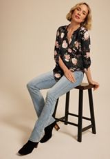 Atwood 3/4 Sleeve Floral V Neck Blouse, C1524, small