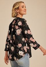 Atwood 3/4 Sleeve Floral V Neck Blouse, C1524, small