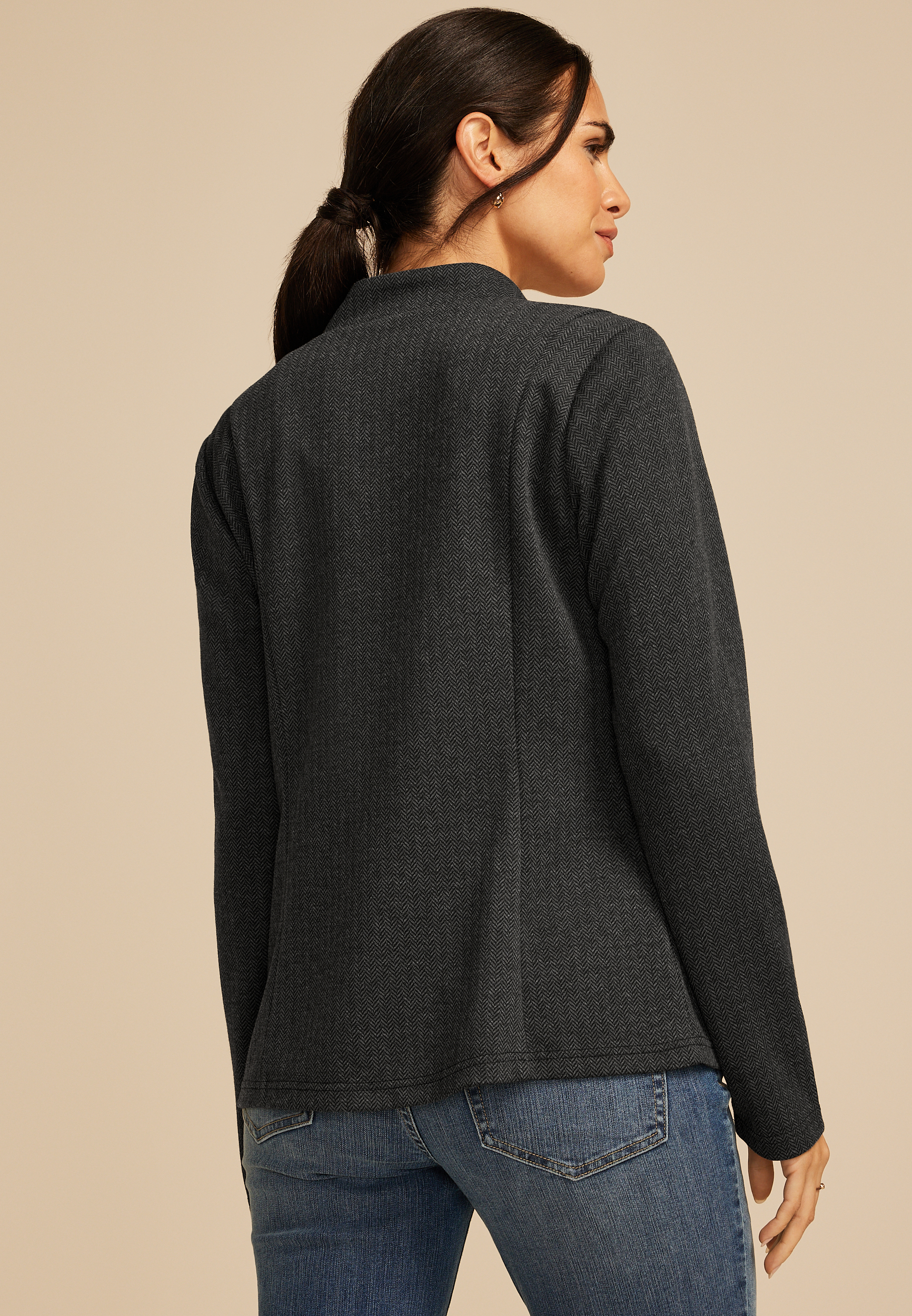 Herringbone Ponte Knit Blazer, C1755, large