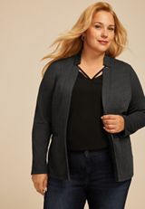 Plus Size Herringbone Ponte Knit Blazer, C1755, small