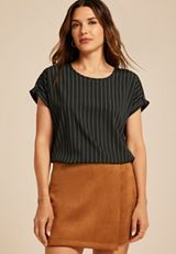 Delton Pinstriped  Zipper Back Blouse, C9803, small