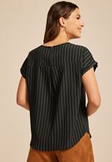 Delton Pinstriped  Zipper Back Blouse, C9803, small