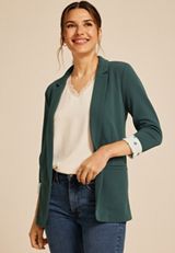 Versa Printed Cuffed 3/4 Sleeve Blazer, C974, small