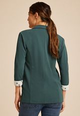 Versa Printed Cuffed 3/4 Sleeve Blazer, C974, small