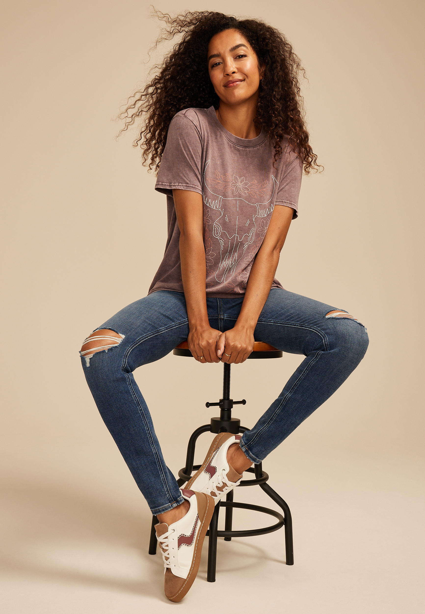 Country Longhorn Oversized Fit Graphic Tee, C7176, large