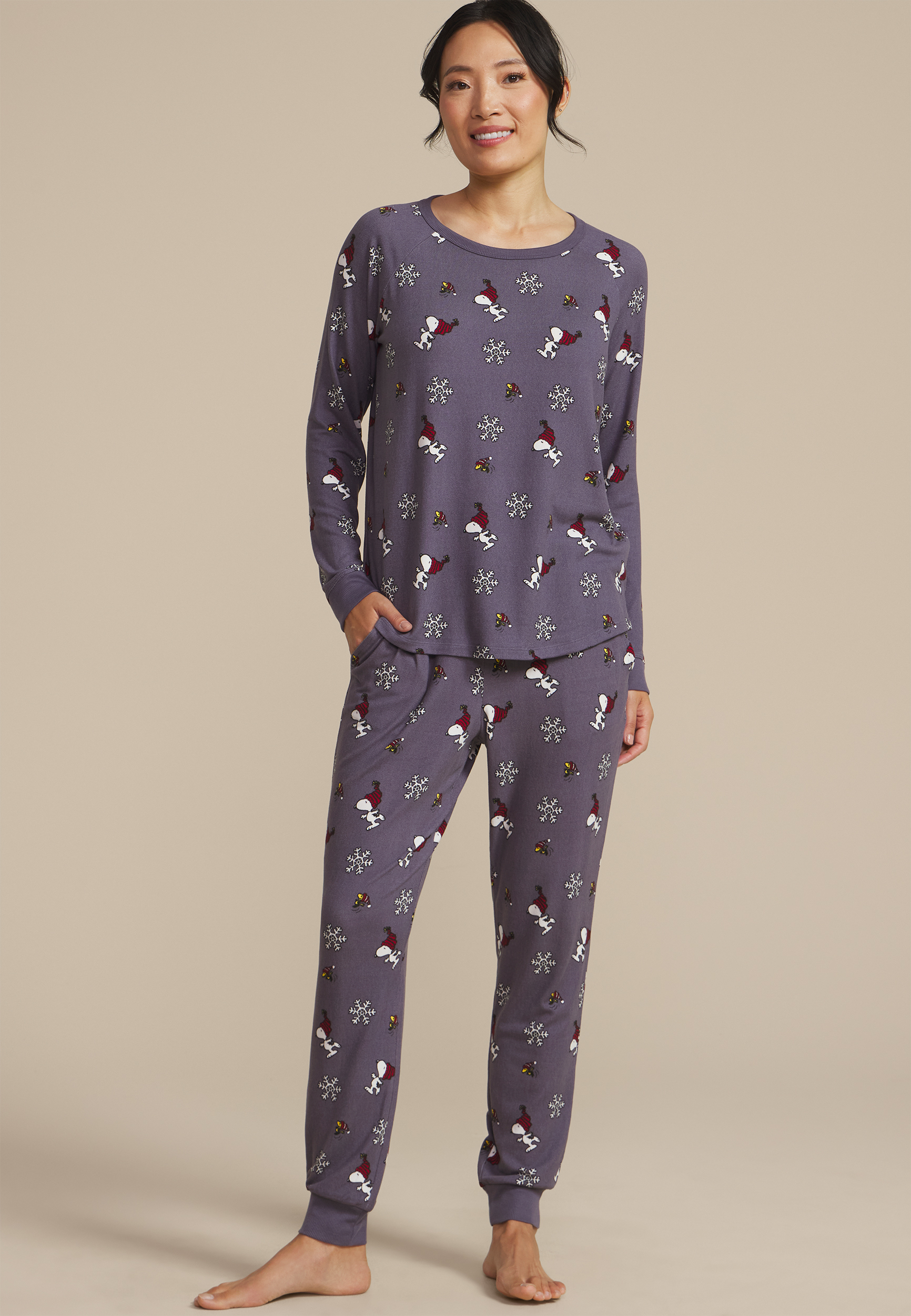 Snoopy Long Sleeve Tee And Jogger Pajama Set