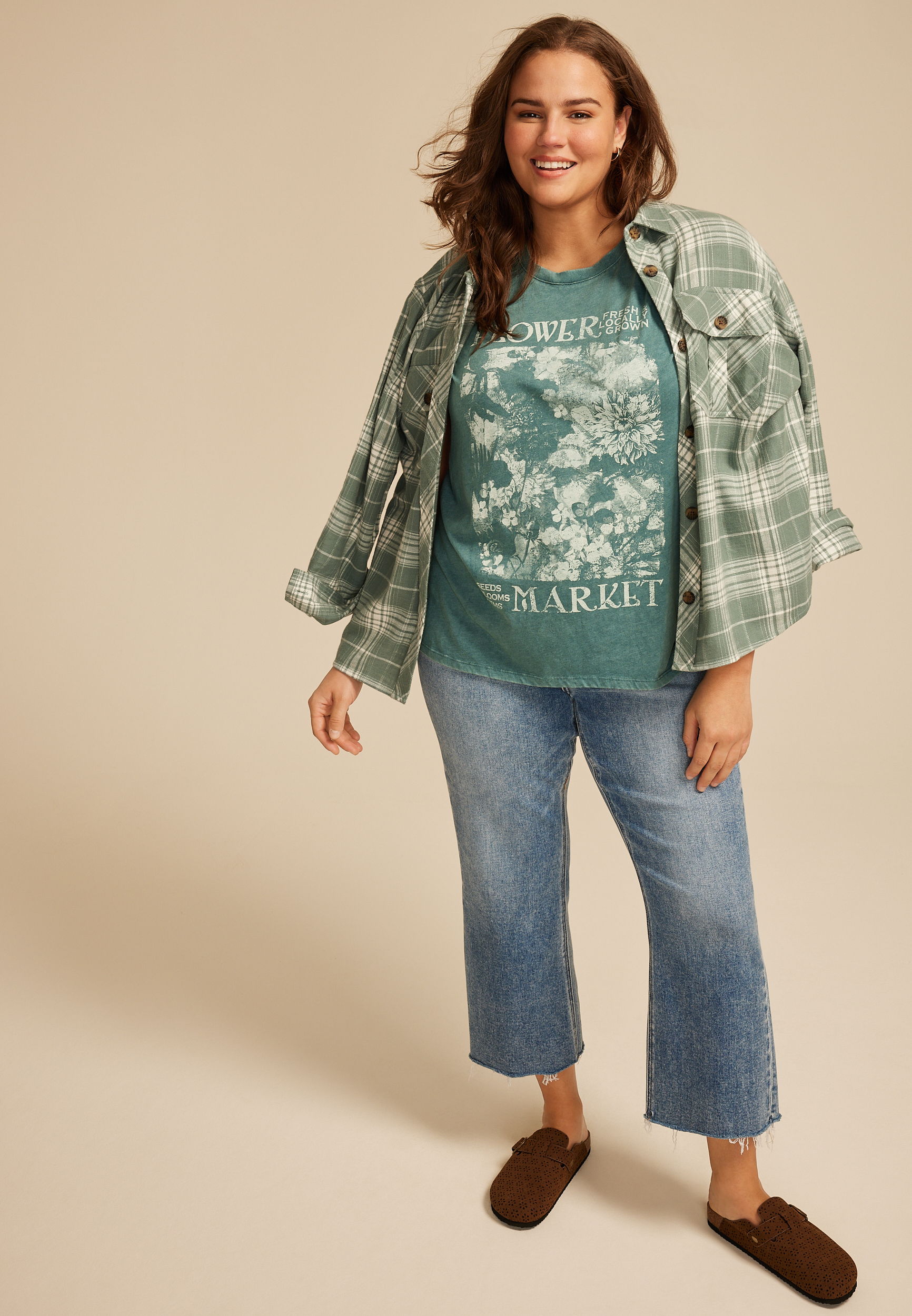 Plus Size Flower Market Classic Fit Graphic Tee, C974, large