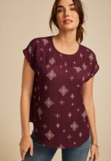 Delton Geo Print Pleated Blouse, BURGUNDY COMBO, small