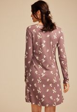 24/7 Floral Long Sleeve Skater Dress, PURPLE MOSS COMBO, small