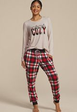 Comfy And Cozy Graphic Tee And Jogger Pajama Set, C7044, small