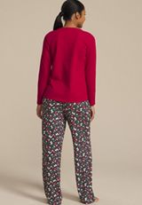 Hacci Henley Long Sleeve Tee And Wide Leg Pajama Set, , small