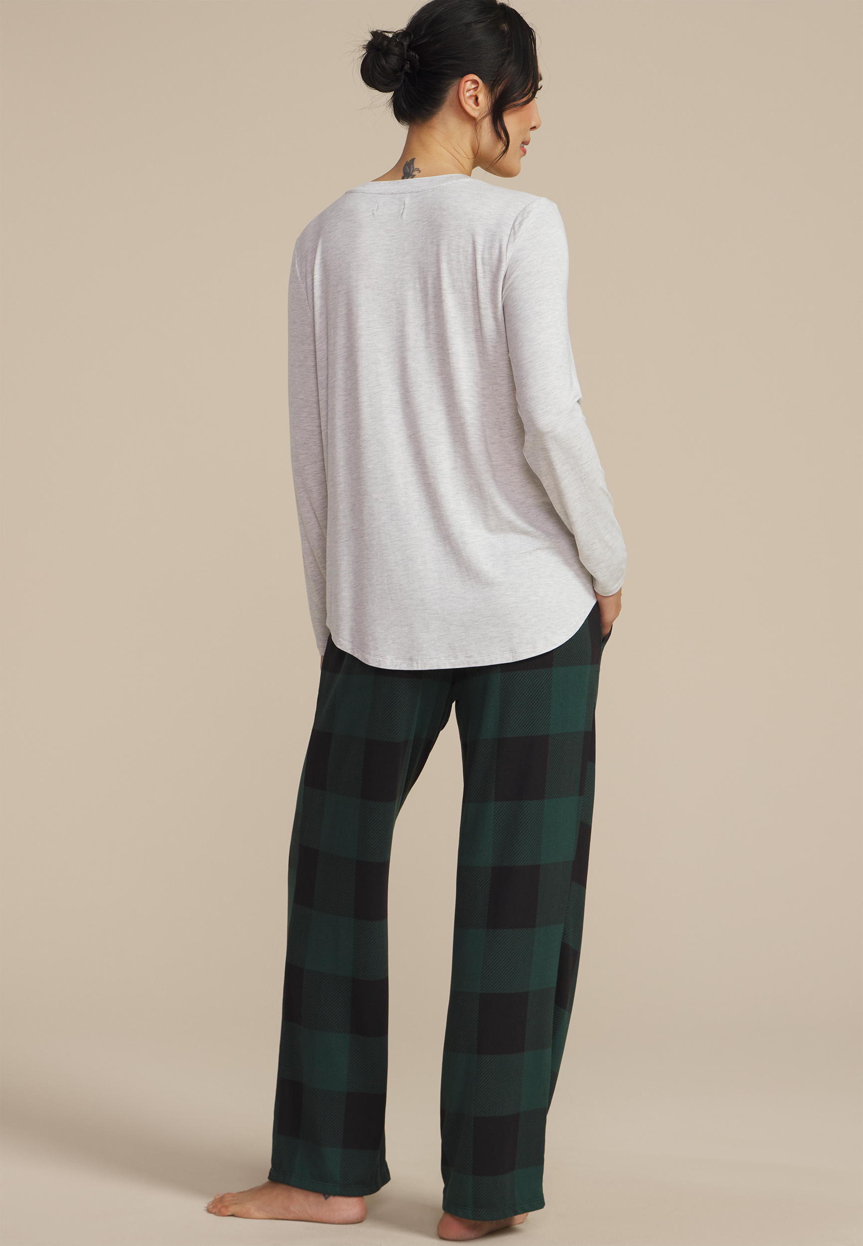 Christmas Tree Farm Graphic Tee And Wide Leg Pajama Set, , large