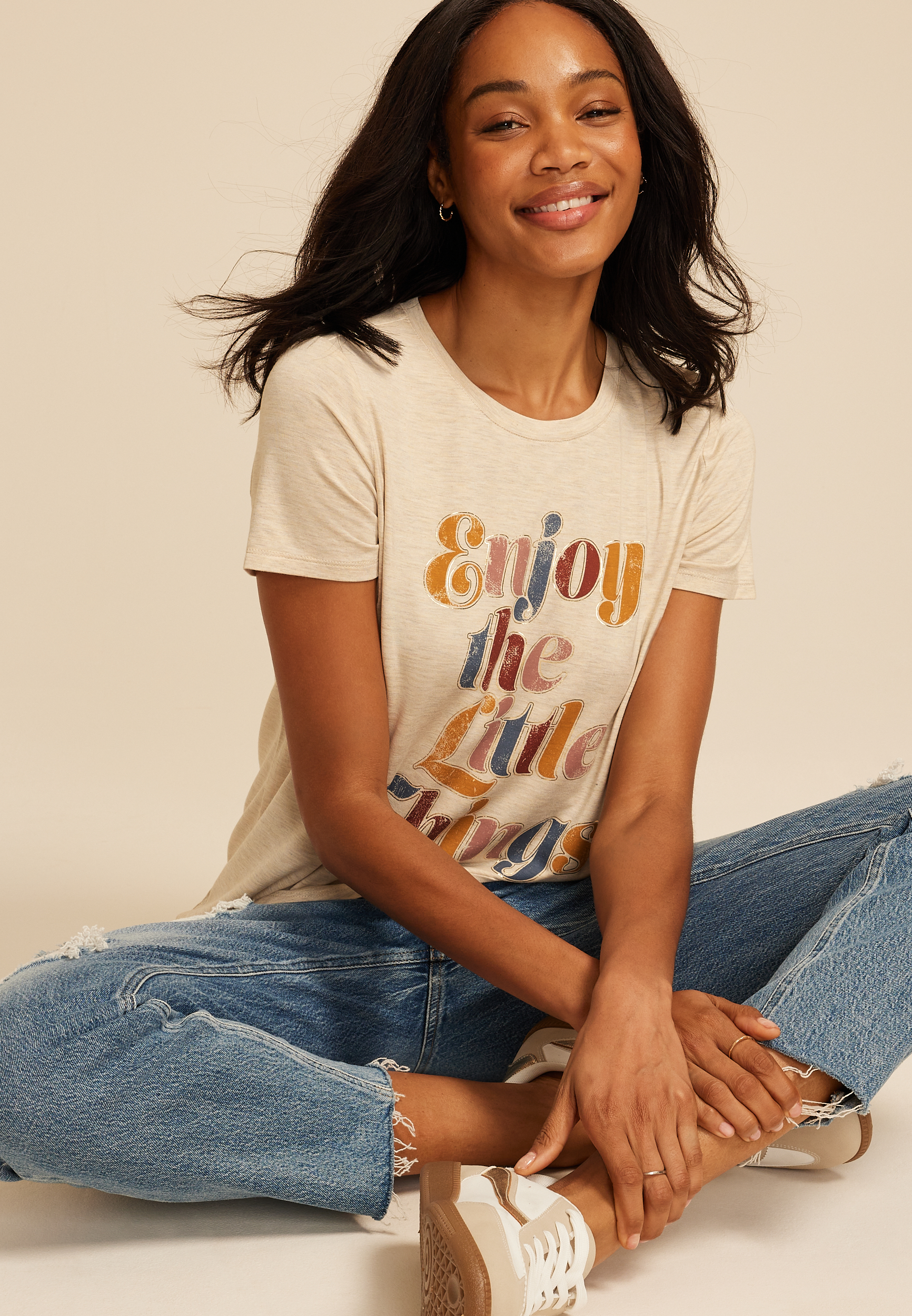 Enjoy The Little Things Classic Fit Graphic Tee, OATMEAL HEATHER, large