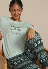 I Wasnt Made For The Winter Graphic Tee And Jogger Pajama Set, , small