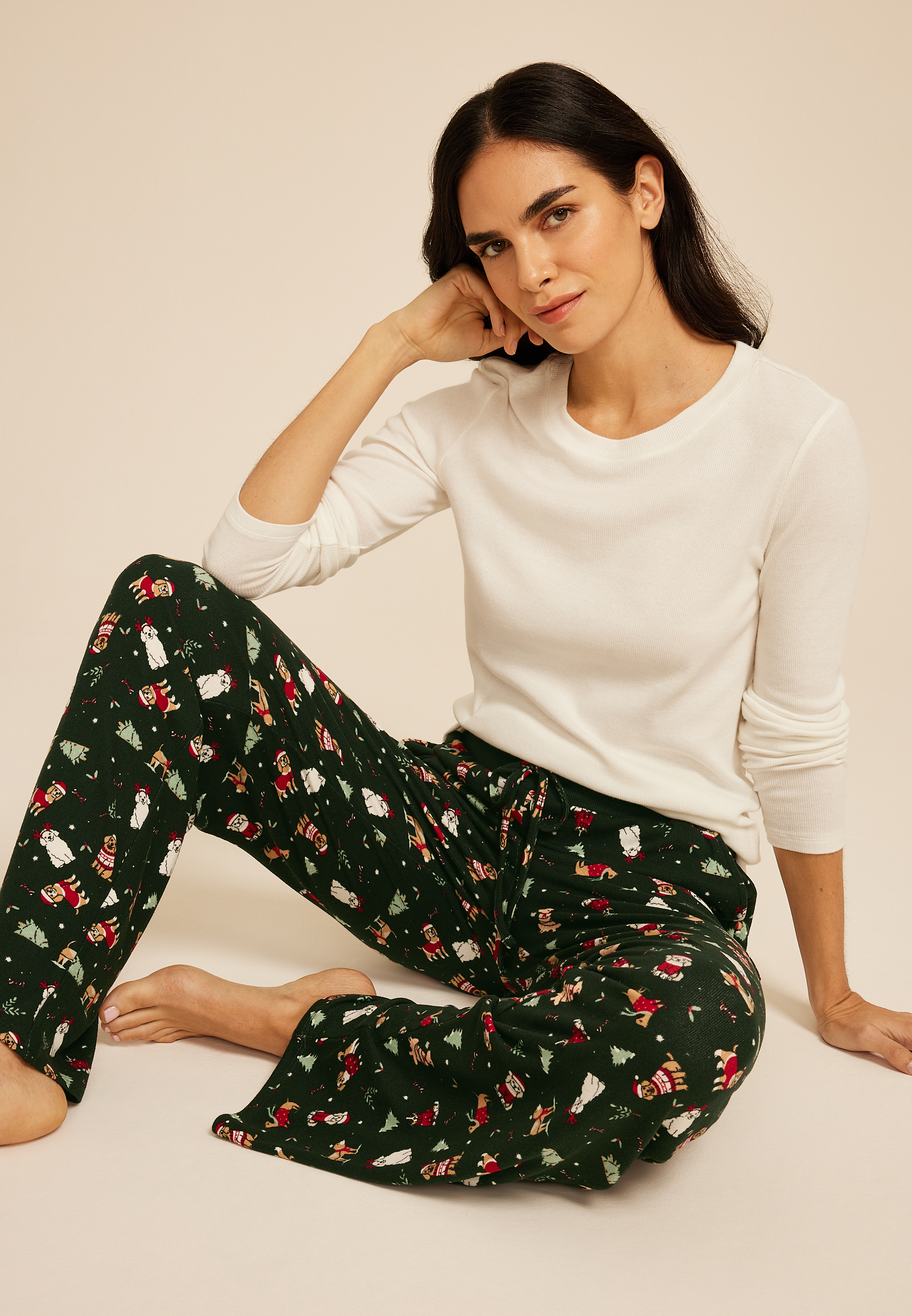 Hacci Holiday Wide Leg Pajama Pants, C3918, large