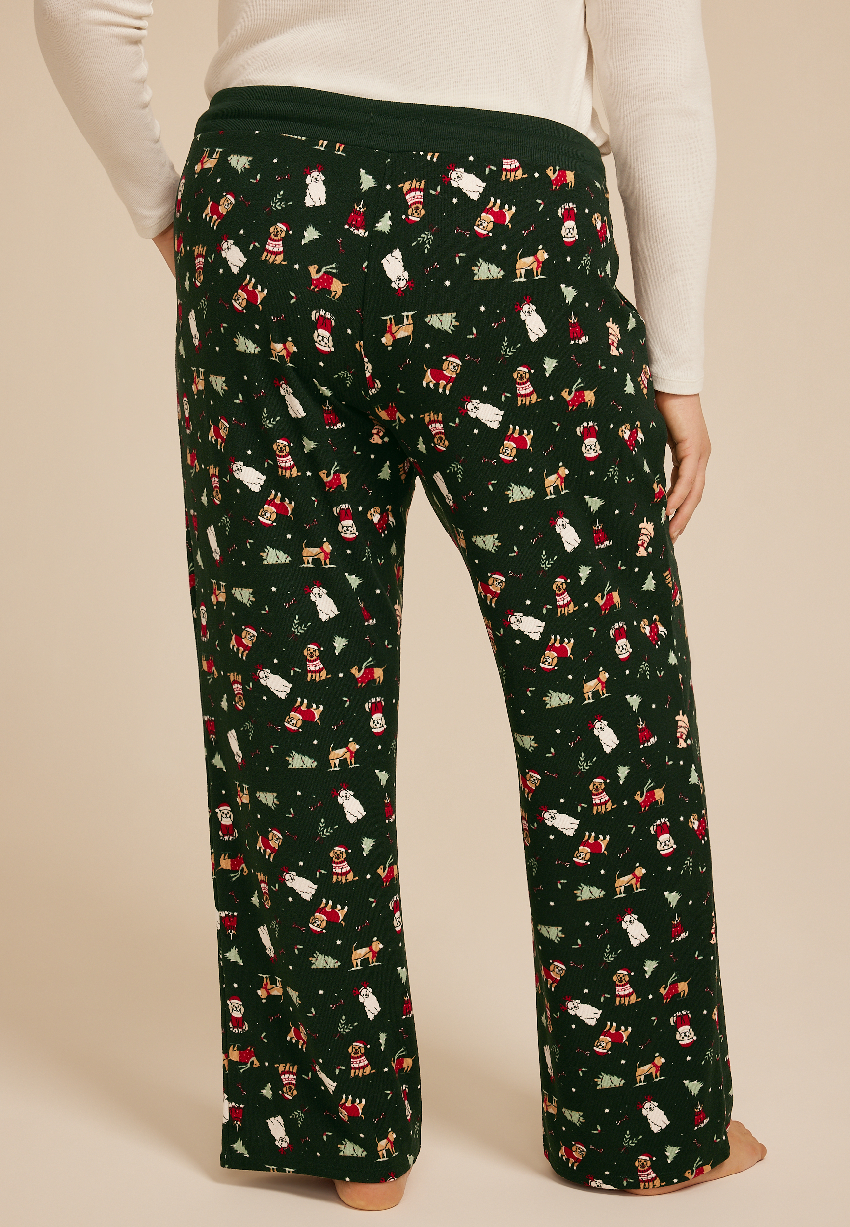 Plus Size Hacci Holiday Wide Leg Pajama Pants, C3918, large