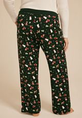 Plus Size Hacci Holiday Wide Leg Pajama Pants, C3918, small