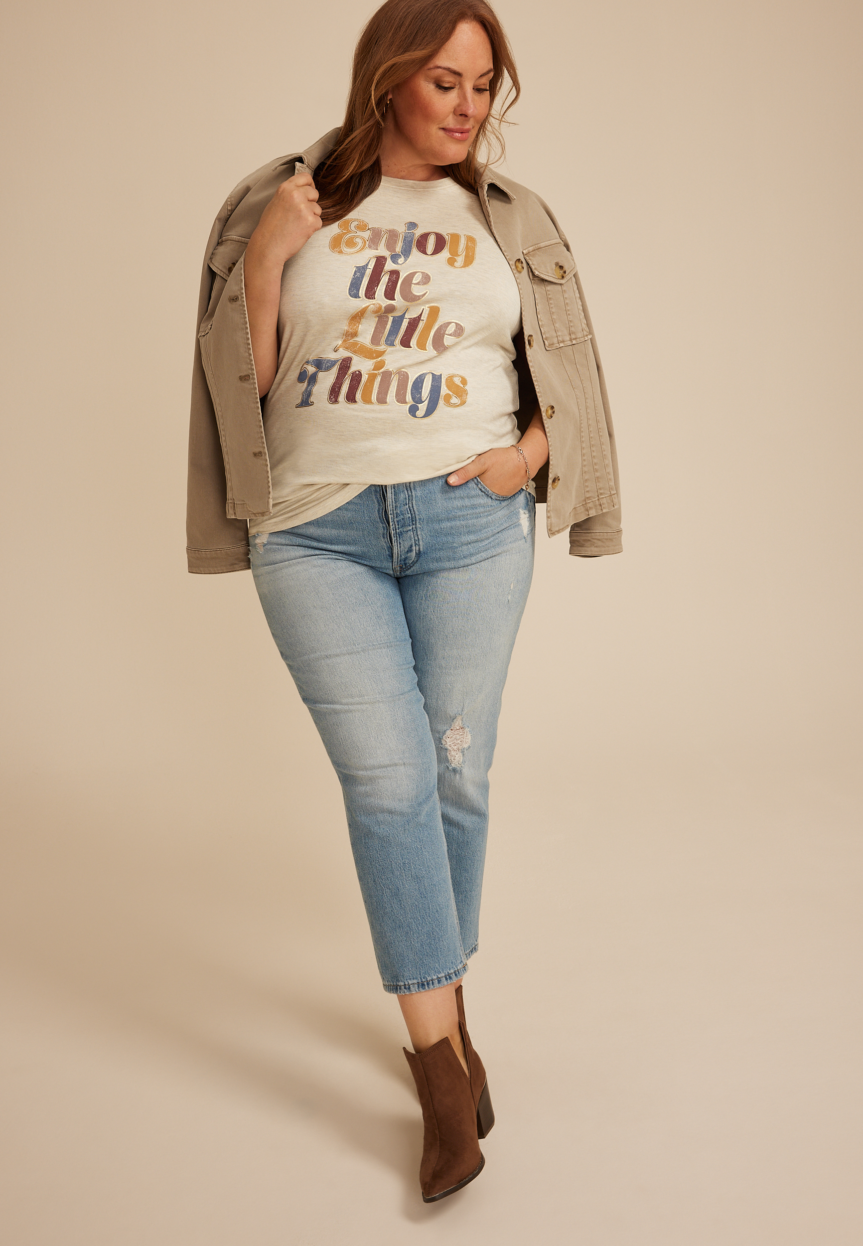 Plus Size Enjoy The Little Things Classic Fit Graphic Tee, C3363, large