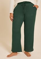 Plus Size Hacci Mini Polka Dot Wide Leg Pajama Pants, C3918, small