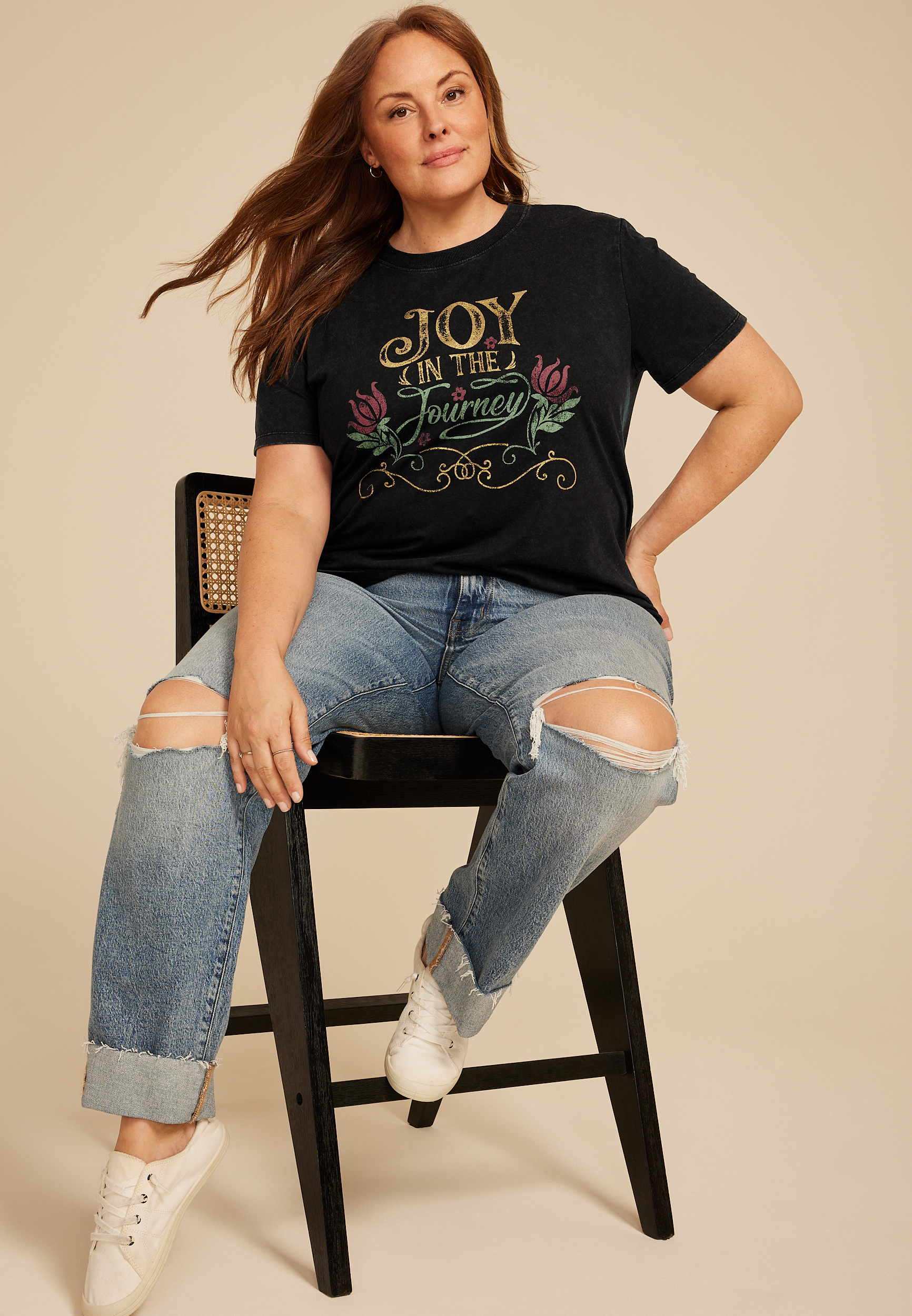 Plus Size Joy In The Journey Oversized Fit Graphic Tee, , large