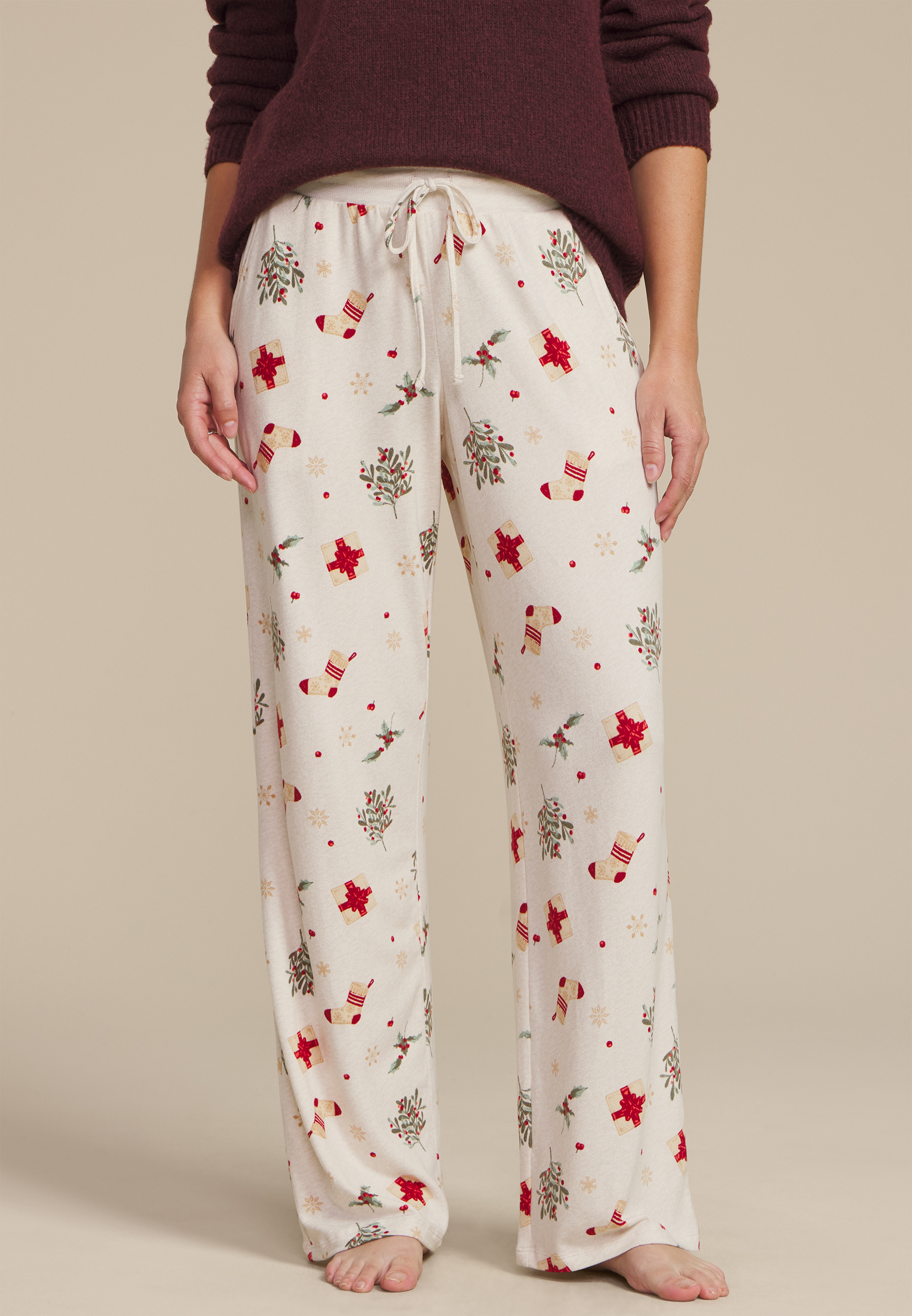 Hacci Festive Wide Leg Pajama Pants