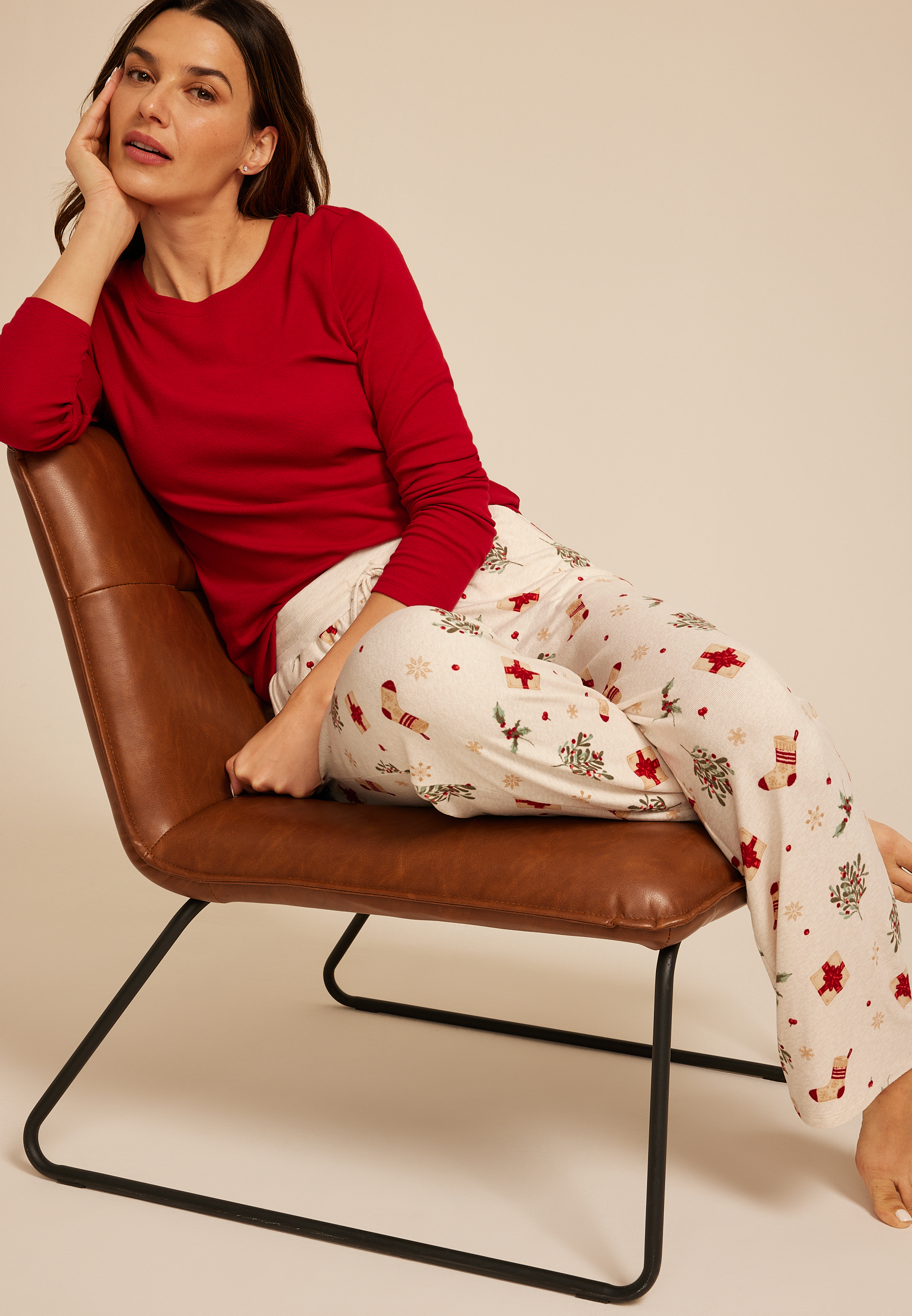 Hacci Festive Wide Leg Pajama Pants, C2445, large