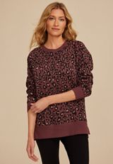 Willowsoft Leopard Tunic Sweatshirt, C6287, small