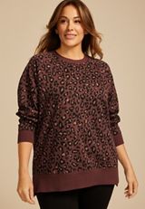 Plus Size Willowsoft Leopard Tunic Sweatshirt, C6287, small